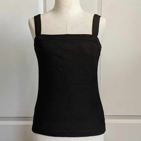 Citizens Of Humanity Florienne Tank Square Neck Rib Knit Fitted Black L NWT - Picture 3 of 15